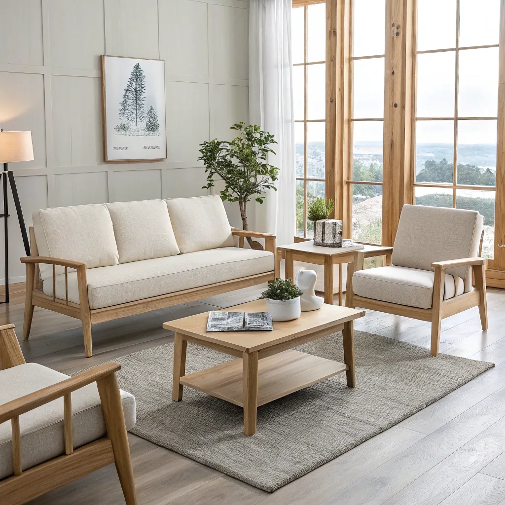Minimalist Scandinavian furniture design showcasing a living room set